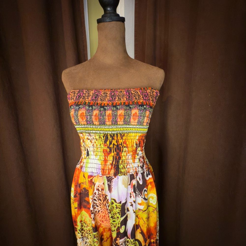 Multicolor Strapless Boho Romper - image 2